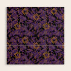 Tie Dye Moon and Stars Print in Purple Wood Wall Art Gallery Image 1
