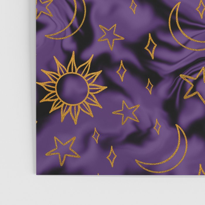 Tie Dye Moon and Stars Print in Purple Poster Gallery Image 3