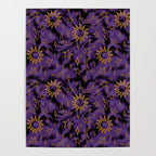 Tie Dye Moon and Stars Print in Purple Poster Gallery Image 4