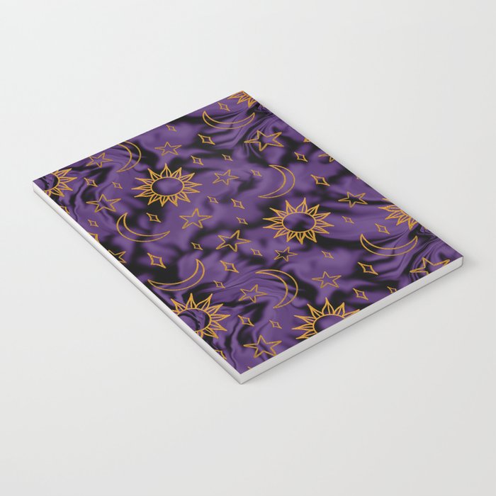Tie Dye Moon and Stars Print in Purple Notebook Gallery Image 3