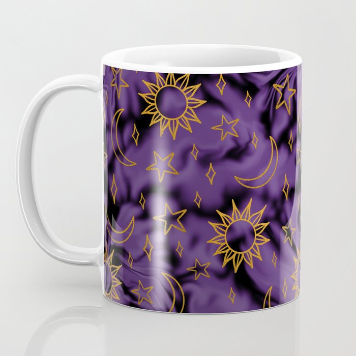 Tie Dye Moon and Stars Print in Purple Coffee Mug Gallery Image 3