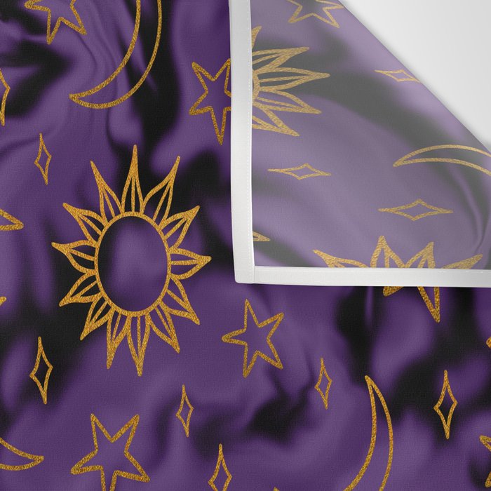 Tie Dye Moon and Stars Print in Purple Wall Tapestry Gallery Image 3