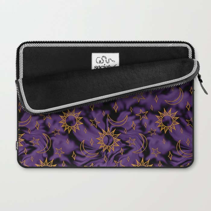 Tie Dye Moon and Stars Print in Purple Laptop Sleeve Gallery Image 2