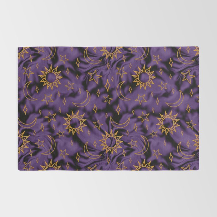 Tie Dye Moon and Stars Print in Purple Rug Gallery Image 2