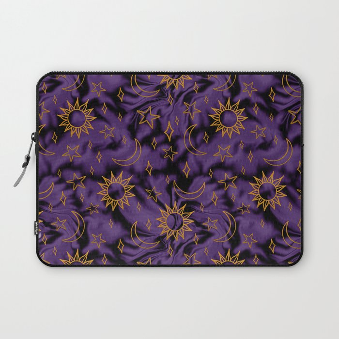 Tie Dye Moon and Stars Print in Purple Laptop Sleeve Gallery Image 1