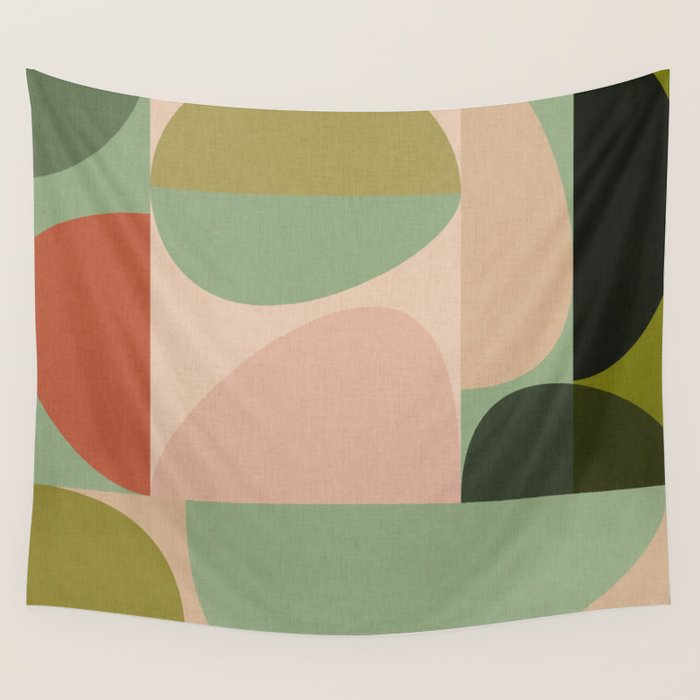 autumn mid century abstract Wall Tapestry Gallery Image 1