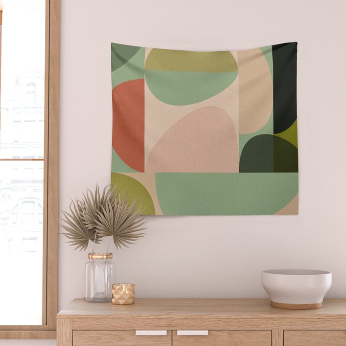 autumn mid century abstract Wall Tapestry Gallery Image 2