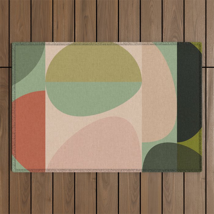 autumn mid century abstract Outdoor Rug Gallery Image 1