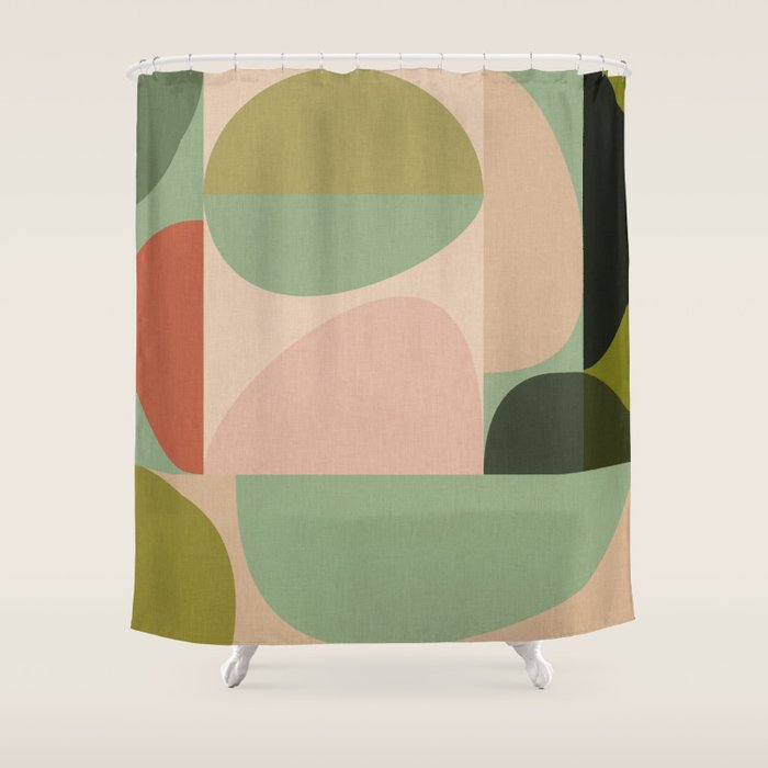 autumn mid century abstract Shower Curtain Gallery Image 1