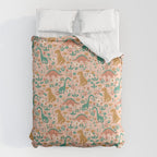 Folk Floral Dinosaurs in Pink Comforter Gallery Image 6
