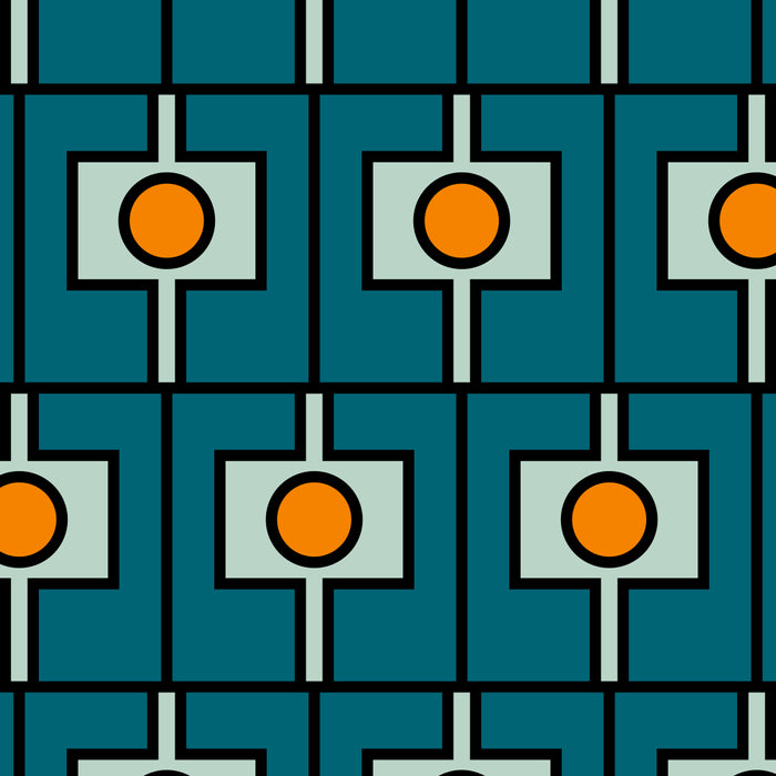 Mid Century Modern Rektangel Geometric Pattern Teal Blue and Orange Coffee Mug Gallery Image 2