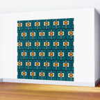 Mid Century Modern Rektangel Geometric Pattern Teal Blue and Orange Wall Mural Gallery Image 2