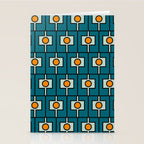 Mid Century Modern Rektangel Geometric Pattern Teal Blue and Orange Stationery Card Gallery Image 2