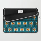 Mid Century Modern Rektangel Geometric Pattern Teal Blue and Orange Laptop Sleeve Gallery Image 2