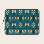 Mid Century Modern Rektangel Geometric Pattern Teal Blue and Orange Laptop Sleeve Gallery Image 1