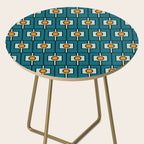 Mid Century Modern Rektangel Geometric Pattern Teal Blue and Orange Side Table Gallery Image 2