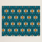 Mid Century Modern Rektangel Geometric Pattern Teal Blue and Orange Jigsaw Puzzle Gallery Image 1