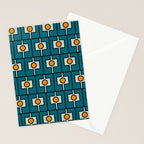 Mid Century Modern Rektangel Geometric Pattern Teal Blue and Orange Stationery Card Gallery Image 2