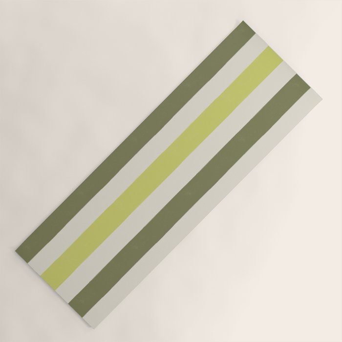Textured Striped Pattern in Olive and Yellow Yoga Mat Gallery Image 1