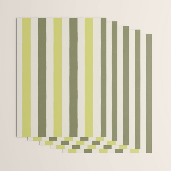 Textured Striped Pattern in Olive and Yellow Wrapping Paper Gallery Image 3