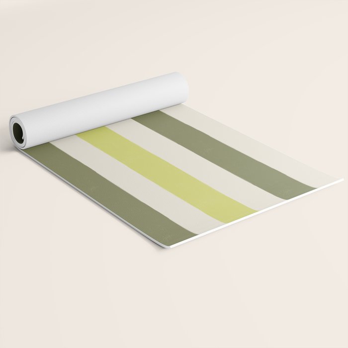 Textured Striped Pattern in Olive and Yellow Yoga Mat Gallery Image 2