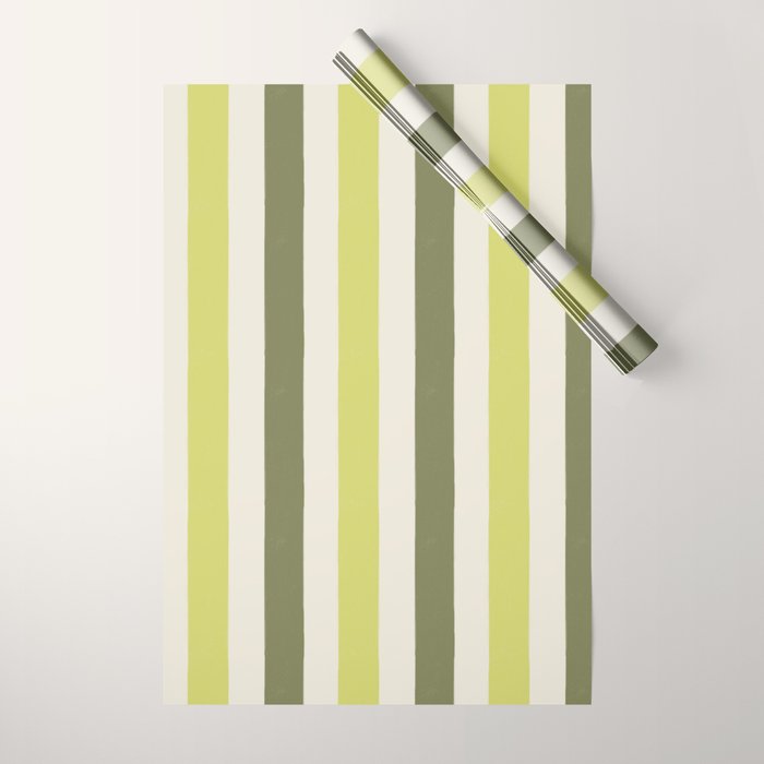 Textured Striped Pattern in Olive and Yellow Wrapping Paper Gallery Image 1