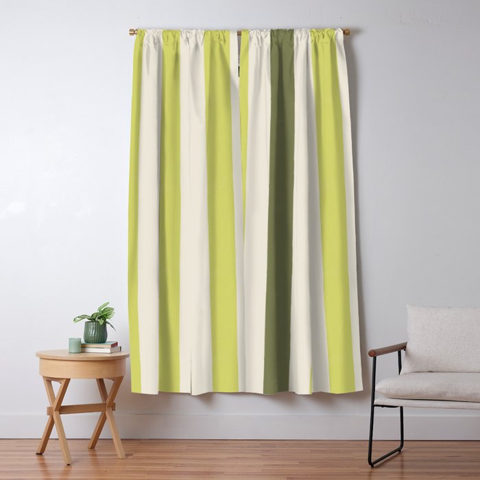 Textured Striped Pattern in Olive and Yellow Window Curtain Gallery Image 5