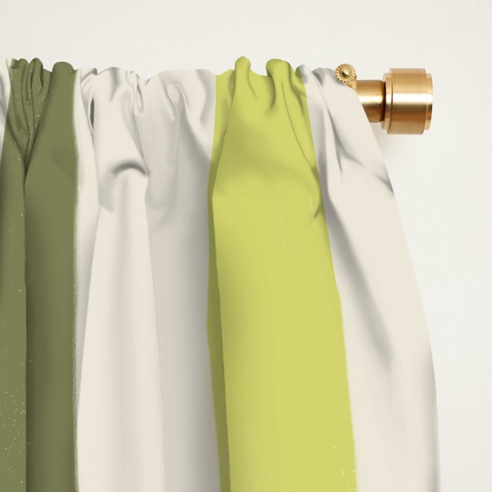 Textured Striped Pattern in Olive and Yellow Window Curtain Gallery Image 2