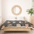 Retro cartoon sticker doodle pattern Duvet Cover Gallery Image 3