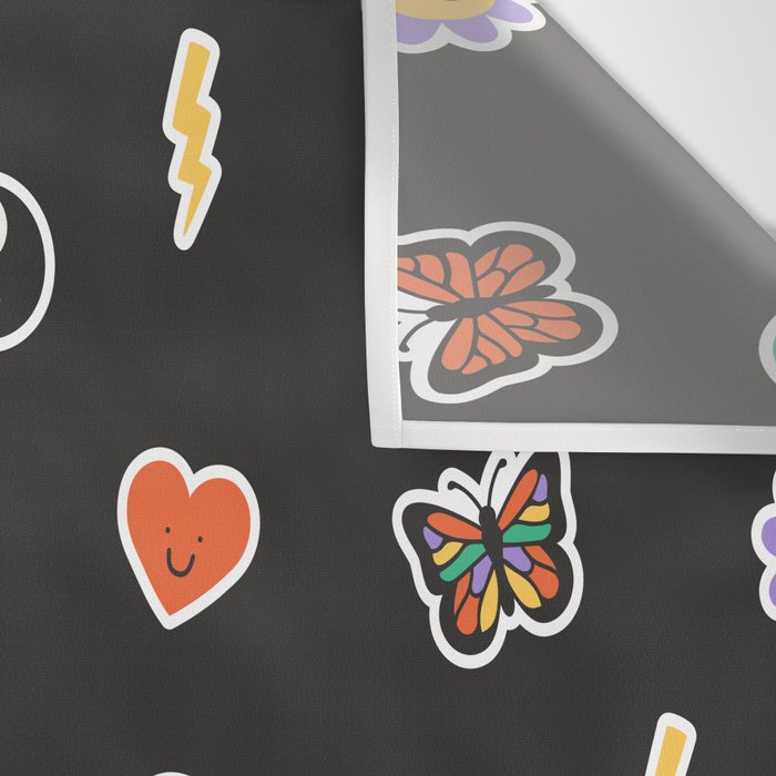 Retro cartoon sticker doodle pattern Wall Tapestry Gallery Image 3