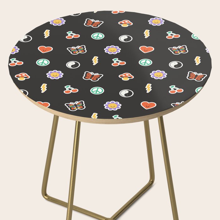 Retro cartoon sticker doodle pattern Side Table Gallery Image 2