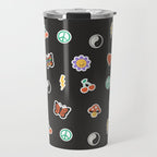 Retro cartoon sticker doodle pattern Travel Mug Gallery Image 1