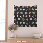 Retro cartoon sticker doodle pattern Wall Tapestry Gallery Image 2