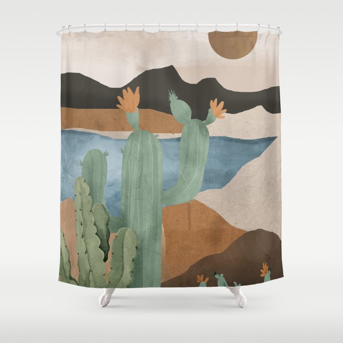 Cactus Landscape 2 Shower Curtain Gallery Image 1