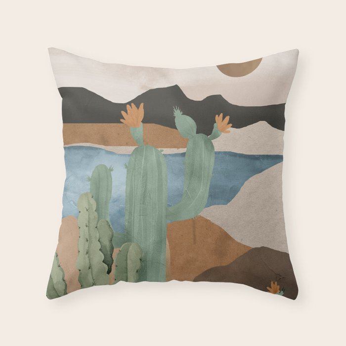 Cactus Landscape 2 Throw Pillow Gallery Image 1
