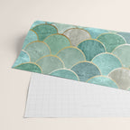 Moroccan Mermaid Fish Scale Pattern, Green and Gold Wrapping Paper Gallery Image 2