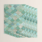 Moroccan Mermaid Fish Scale Pattern, Green and Gold Wrapping Paper Gallery Image 3