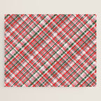 Pink Green and Red Christmas Tartan Plaid Pattern Jigsaw Puzzle Gallery Image 1