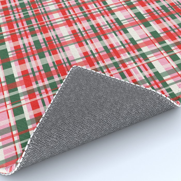 Pink Green and Red Christmas Tartan Plaid Pattern Rug Gallery Image 4