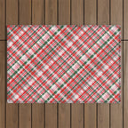 Pink Green and Red Christmas Tartan Plaid Pattern Outdoor Rug Gallery Image 1