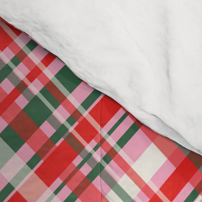 Pink Green and Red Christmas Tartan Plaid Pattern Comforter Gallery Image 4