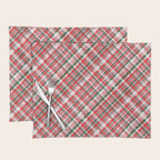 Pink Green and Red Christmas Tartan Plaid Pattern Placemat Gallery Image 1
