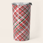 Pink Green and Red Christmas Tartan Plaid Pattern Travel Mug Gallery Image 2