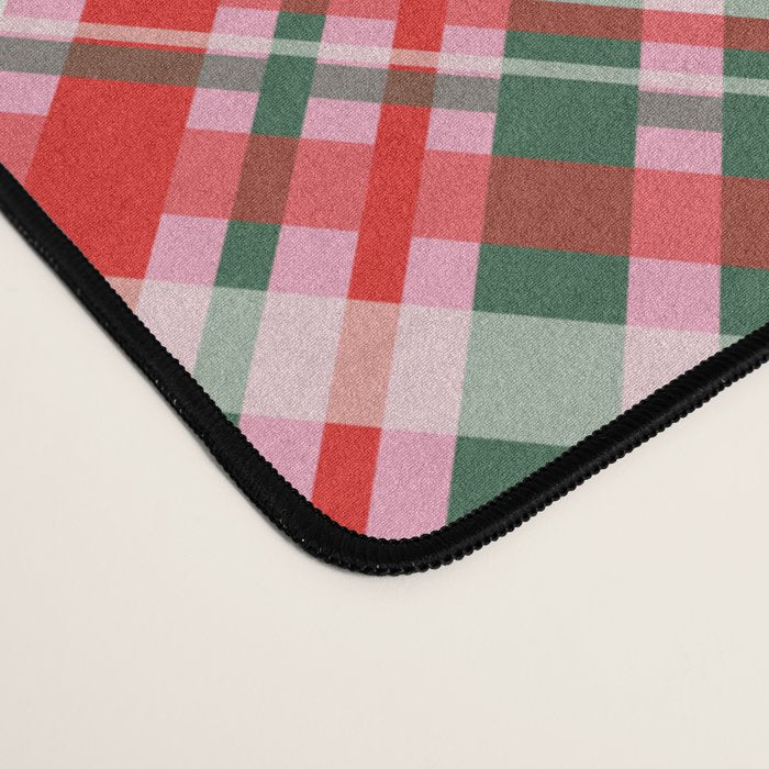 Pink Green and Red Christmas Tartan Plaid Pattern Desk Mat Gallery Image 4