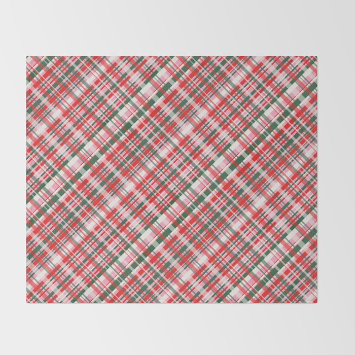 Pink Green and Red Christmas Tartan Plaid Pattern Throw Blanket Gallery Image 2