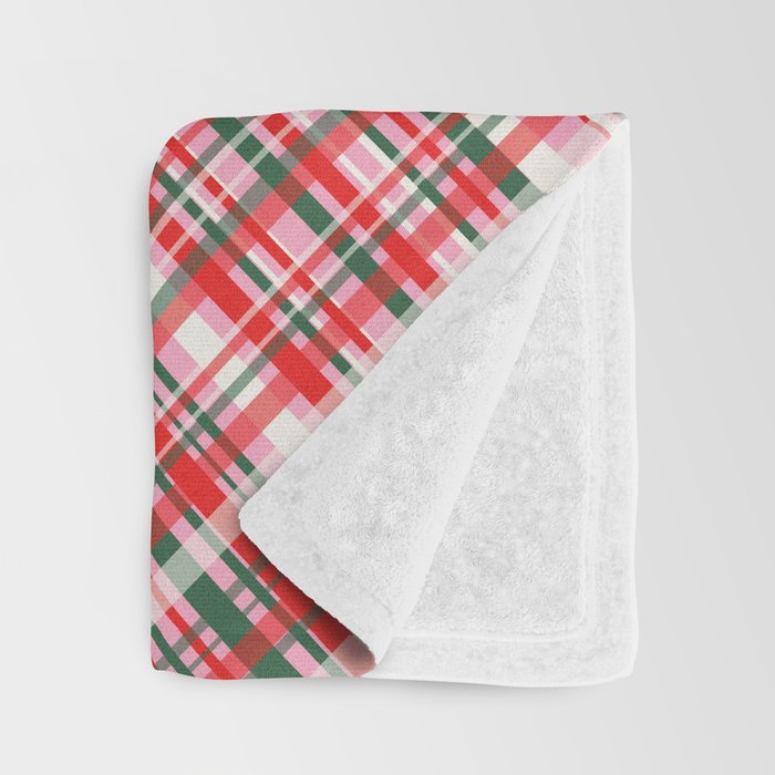 Pink Green and Red Christmas Tartan Plaid Pattern Throw Blanket Gallery Image 3