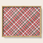 Pink Green and Red Christmas Tartan Plaid Pattern Serving Tray Gallery Image 1