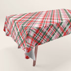 Pink Green and Red Christmas Tartan Plaid Pattern Tablecloth Gallery Image 1
