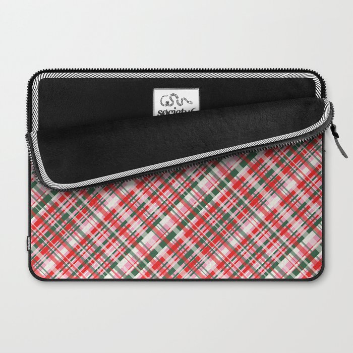 Pink Green and Red Christmas Tartan Plaid Pattern Laptop Sleeve Gallery Image 2