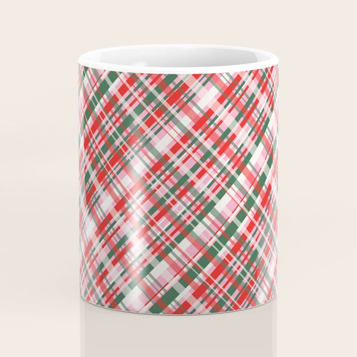 Pink Green and Red Christmas Tartan Plaid Pattern Coffee Mug Gallery Image 4